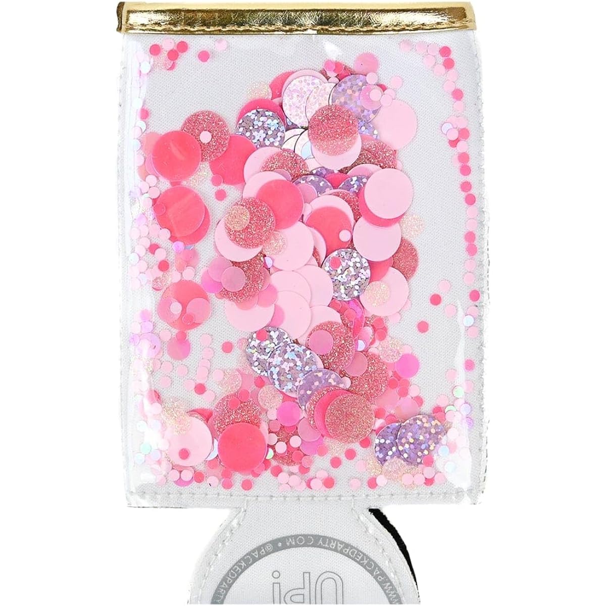 Party Spirit Squad Confetti Skinny Can Cooler Insulated Metal Can Drink Holder for Tailgate Pool Beach (Pink Party)