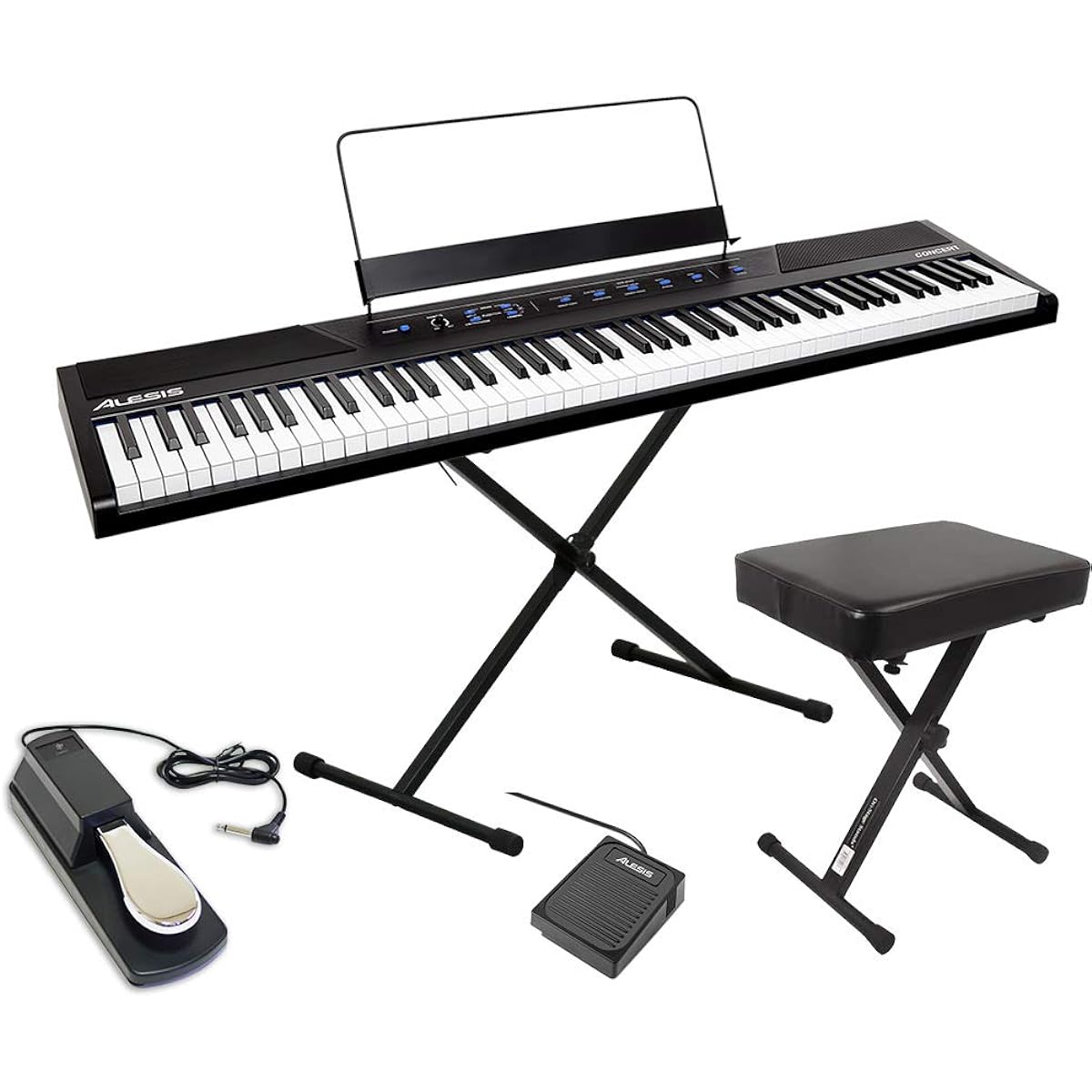 ALESIS Concert Full-scale pedal + stand + chair set Digital piano Full-size semi-weighted 88 keys Alesis