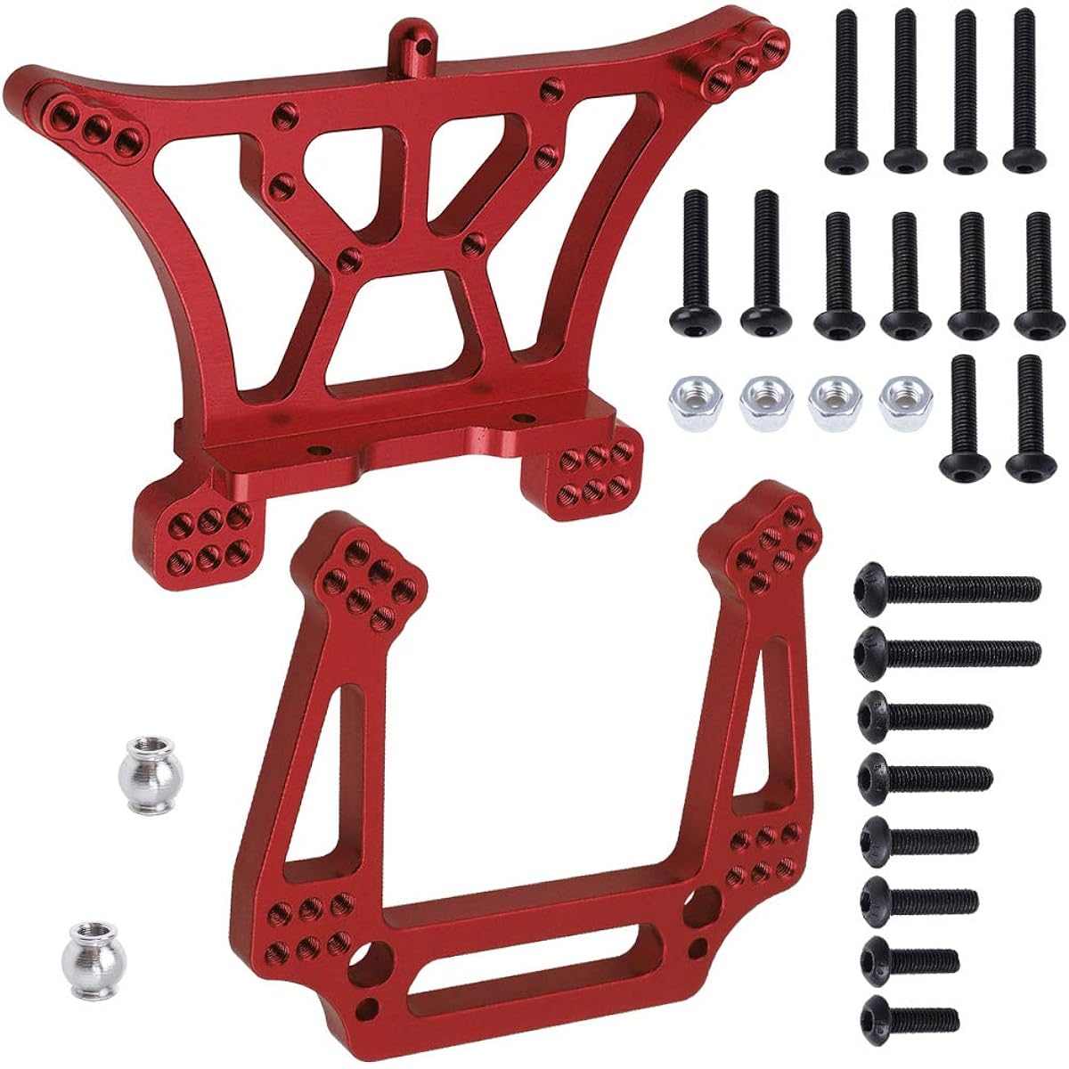 Hobbypark Aluminum Front & Rear Shock Tower Mount Replacement for 3638 3639 Traxxas Slash 2WD 1/10 Red 7910-7913