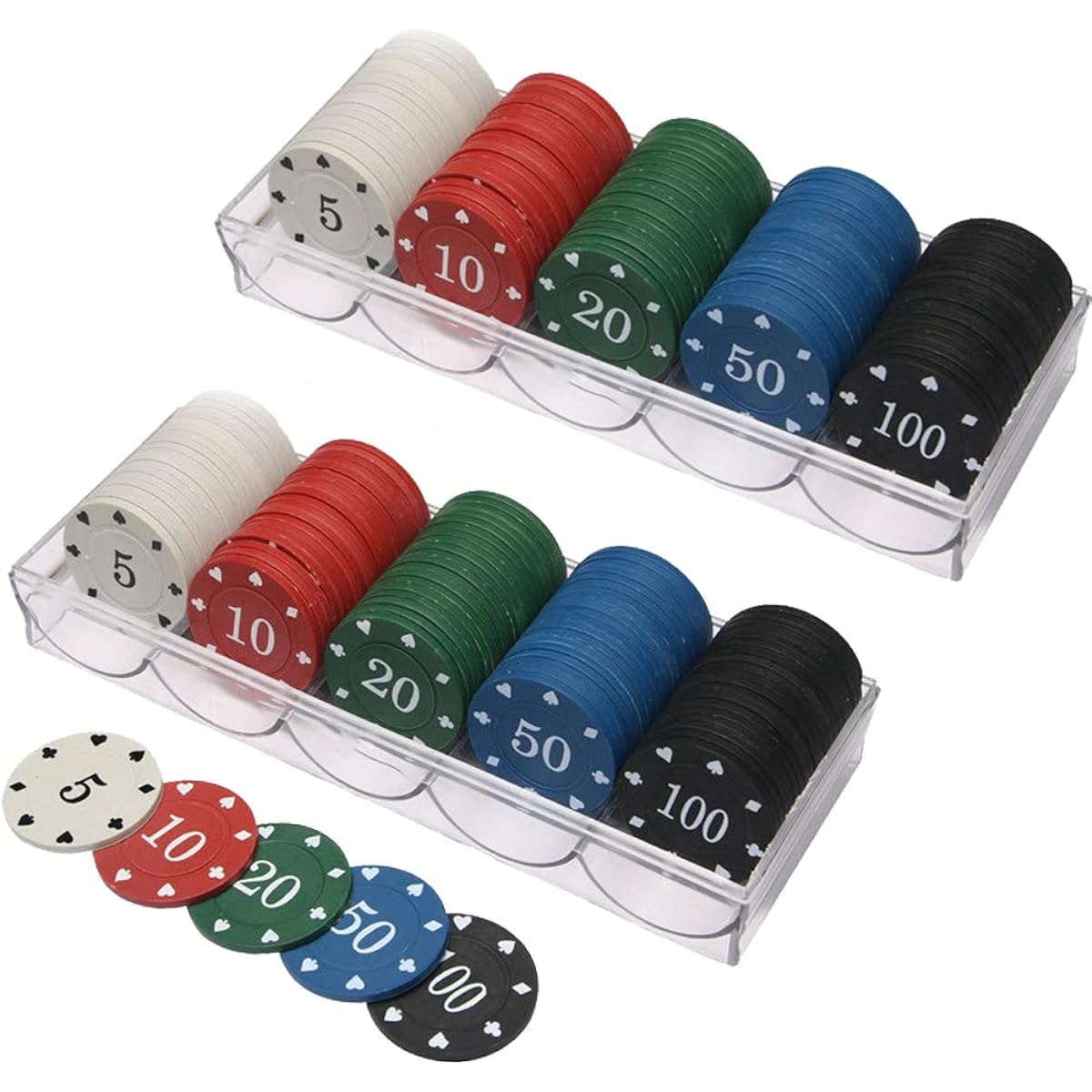 IXIGER Poker Chip Set Poker Chips with Values Plastic Learning Counter Disc Learning Math Counting Chips 2 Counter Chips Game Night Party Supplies (200 Pieces)