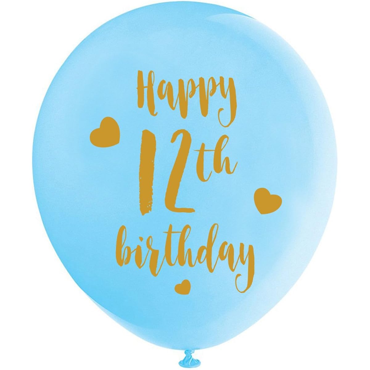 Blue 12th Birthday Latex Balloons 12 Inches (16 Pieces) Boys Gold 12th Birthday Party Decorations Supplies
