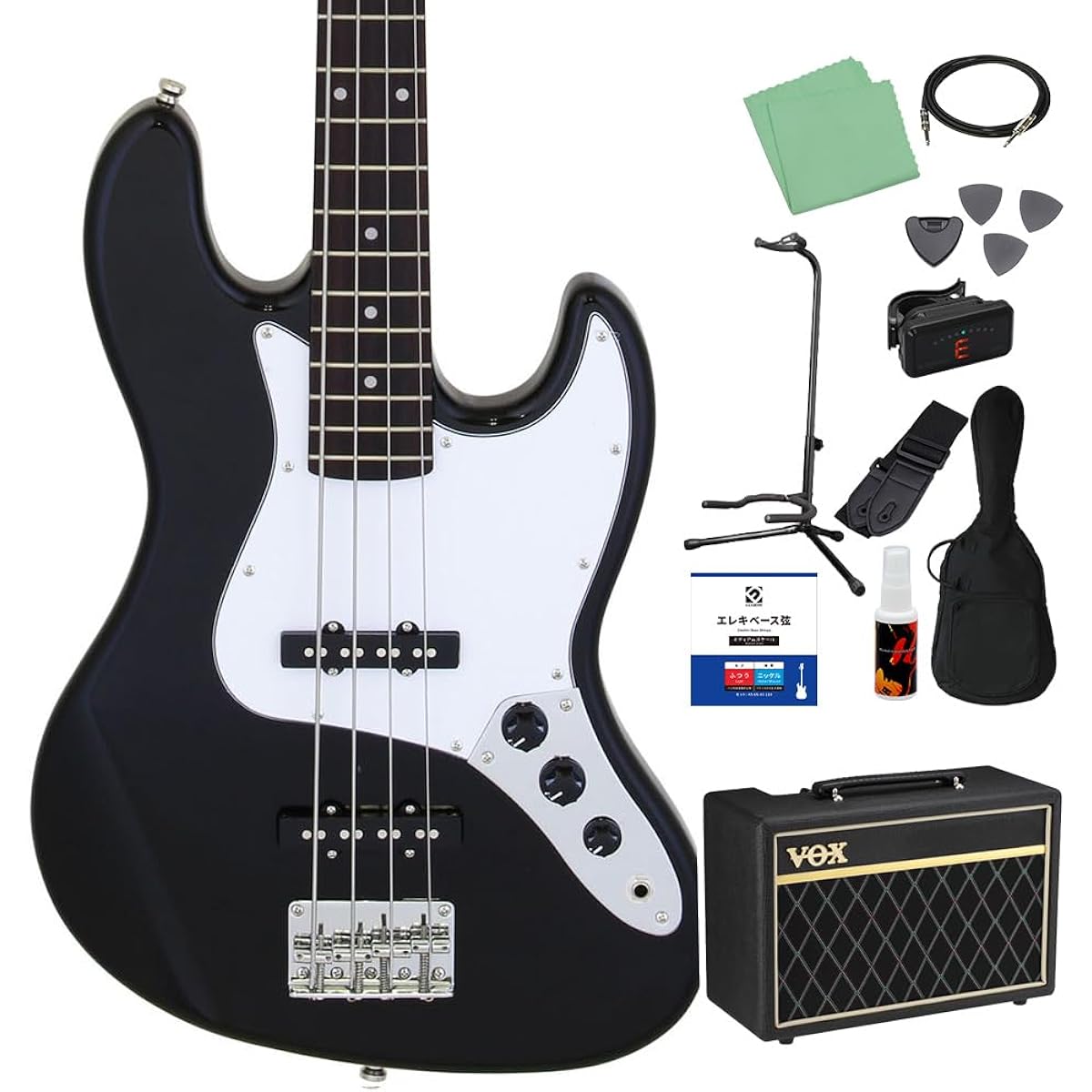 LEGEND LJB-Z Black Bass Beginner 12-piece Set [With VOX Amplifier] Jazz Bass Type Legend
