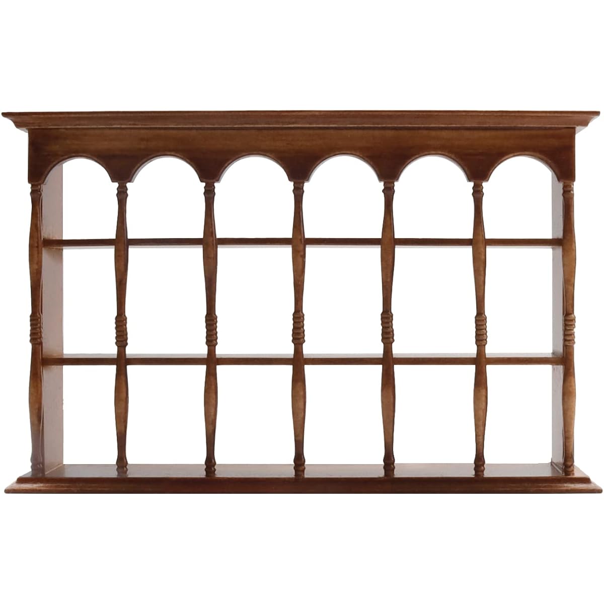 Hiawbon Miniature Wooden Furniture Wall Cabinet Mini Cupboard Bookcase 1:6 Scale Kitchen Living Room Storage Shelf (Walnut Color)