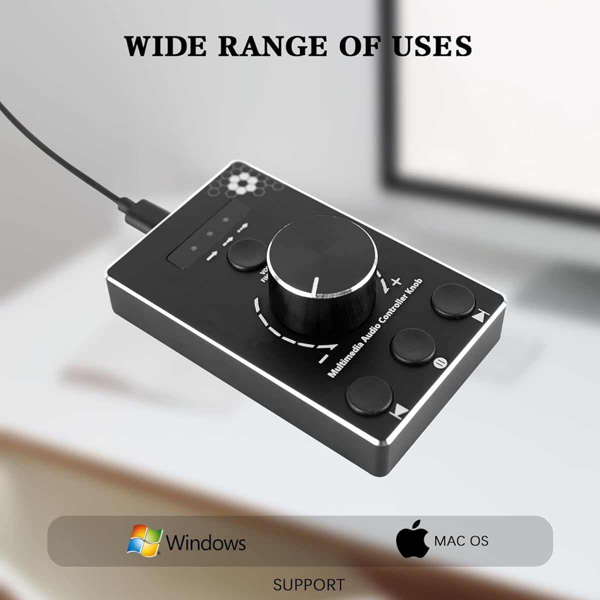 Volume Knob USB Volume Control Knob for PC Multimedia Controller Knob with One Click Mute Function 3 Volume Control Modes for Win&Mac