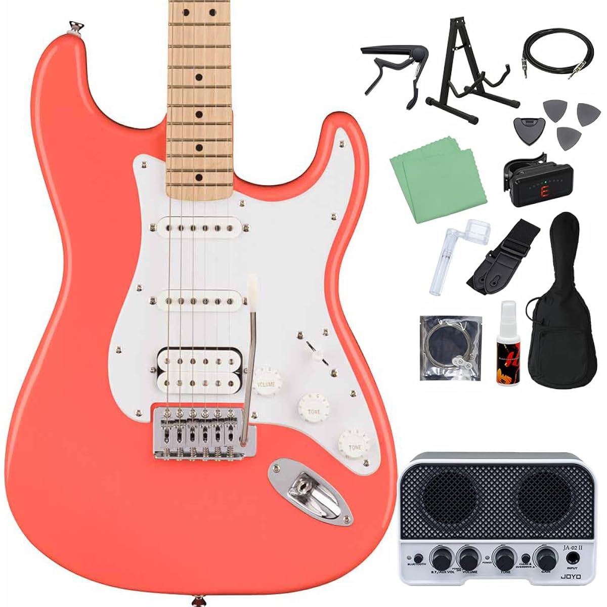 Squier by Fender SONIC STRATOCASTER HSS Tahitian Coral Electric Guitar Beginner 14-Piece Set [With Bluetooth Mini Amplifier] Stratocaster Squier/Squier