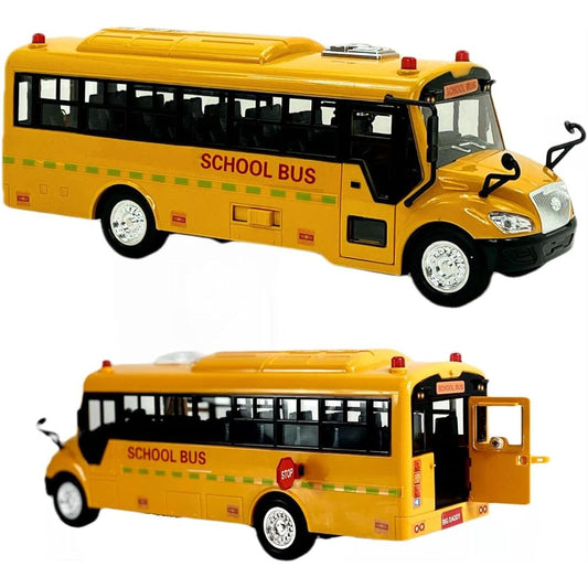 Big Daddy Big Yellow School Bus with Lights and Cool Open Doors - Pull Back Toy School Bus with Sounds and Songs for Girls, Boys and Toddlers