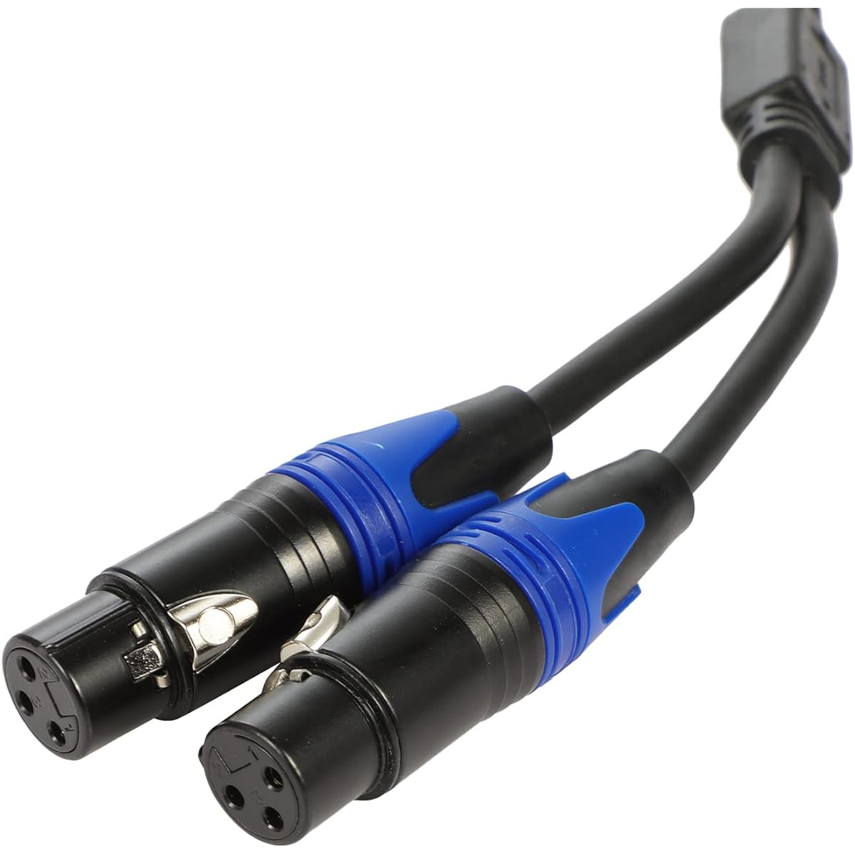 1 Male to 2 Female XLR Y Splitter Microphone Cable 1.5ft 3 Pin XLR Female to Dual XLR Male Y Splitter Balanced Mic Audio Cable for Stereo Microphone to L&R Audio Track (1 Pack)