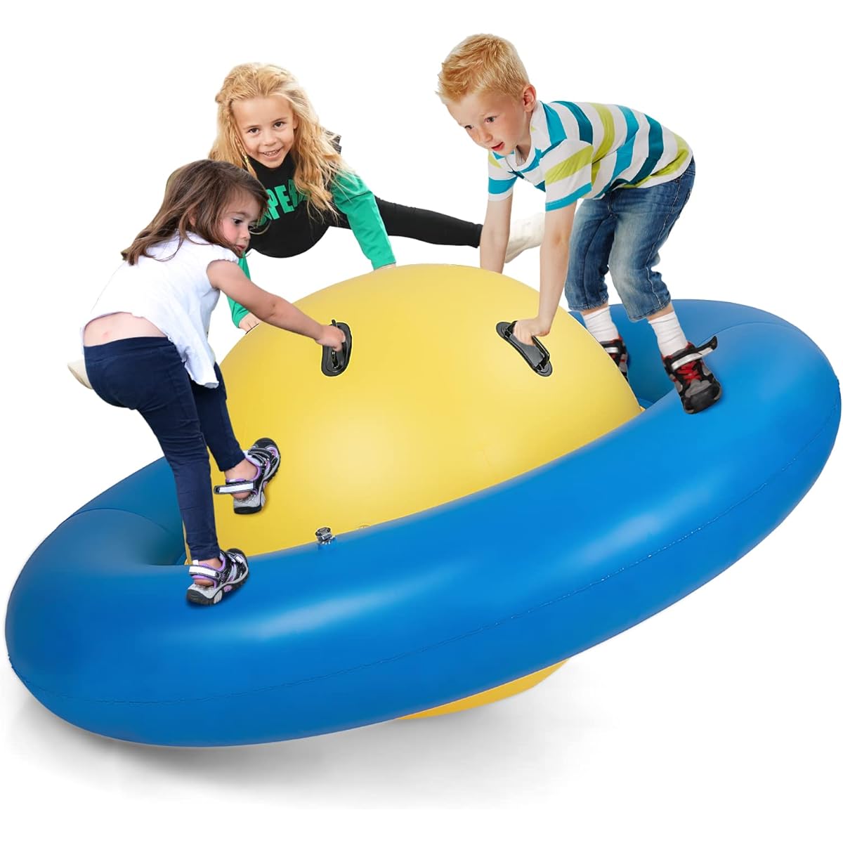 HONEY JOY 8ft Inflatable Dome Rocker Bouncer, Giant Roll and Play Seesaw Rocker with 6 Handles, Max Weight 250 lbs, Backyard Inflatable Toys for Outdoor Game Activities, Great Gift for Boys and Girls Ages 5+