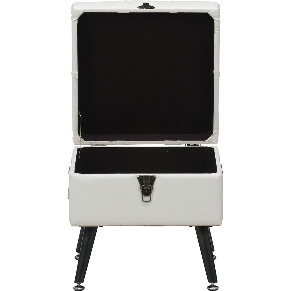 Fuji Boeki Stool Width 40 x Depth 40 x Height 44cm White Trunk Type Storage Synthetic Leather Load Capacity 80kg Dauchez 18563