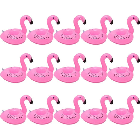15 Pack Inflatable Drink Holder Drink Float Inflatable Cup Holder Flamingo Coaster for Swimming Pool Party