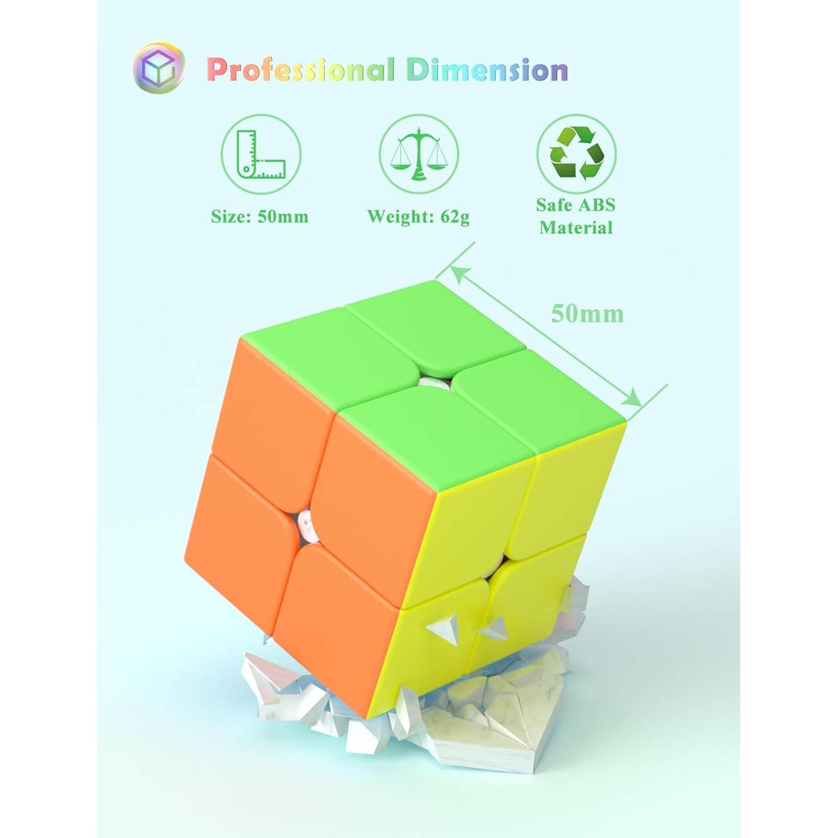 (2x2 Stickless) - Roxenda Speed Cube Profession 2x2x2 Speed Cube - Fast Smooth Turning - Solid Durable & Stickerless Frosted, Best 3D Puzzle Magic Toy - Turns Quicker Than Original