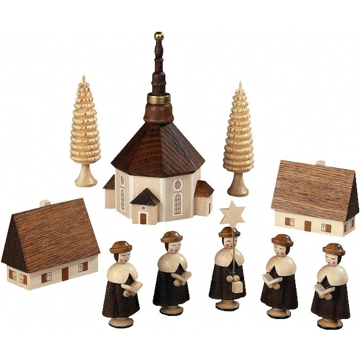 Figurine - Choir of the Seiffen Church, height 12 cm, natural, original by Mueller Seiffen, Erzgebirge