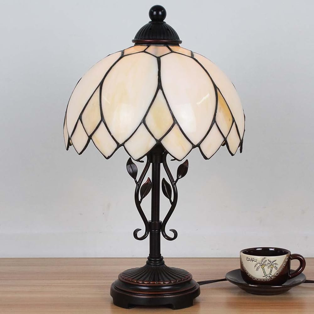 Stained Glass Table Lamp Table Light Stand Lamp Stand Light Antique Retro Stylish Tiffany Stained Lamp Living Room Bedroom Scandinavian Bedside Mother's Day Birthday Wedding Gift Bed Light Present Tabletop Vintage Lamp Stand Light Lighting Lotus Flower L