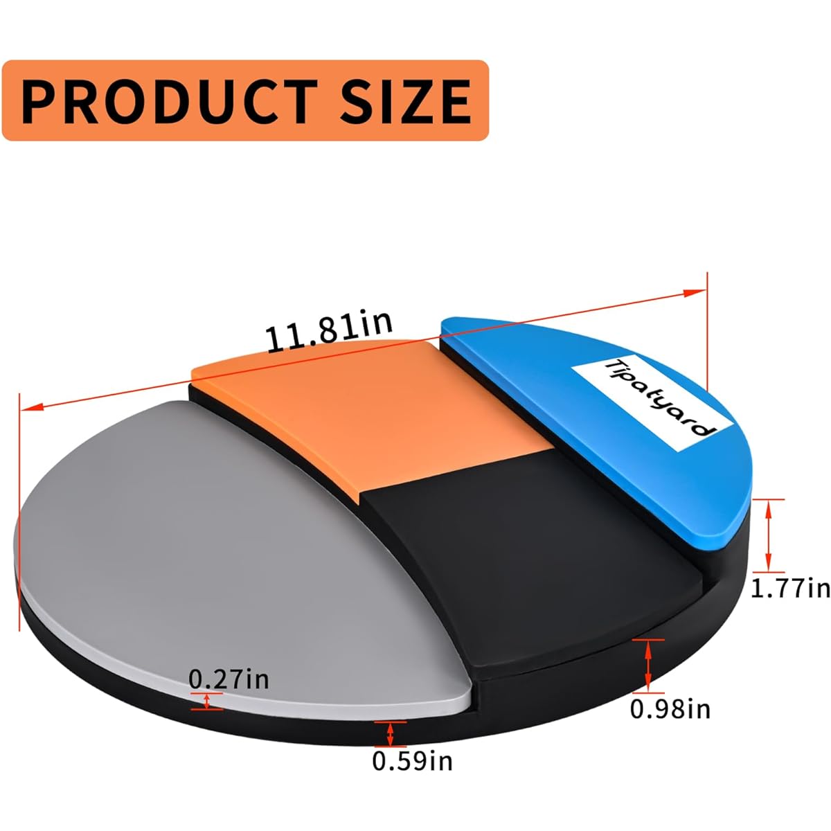 Tipatyard Drum Practice Pad 12" Silent Practice Pad with 4 Different Playing Surfaces