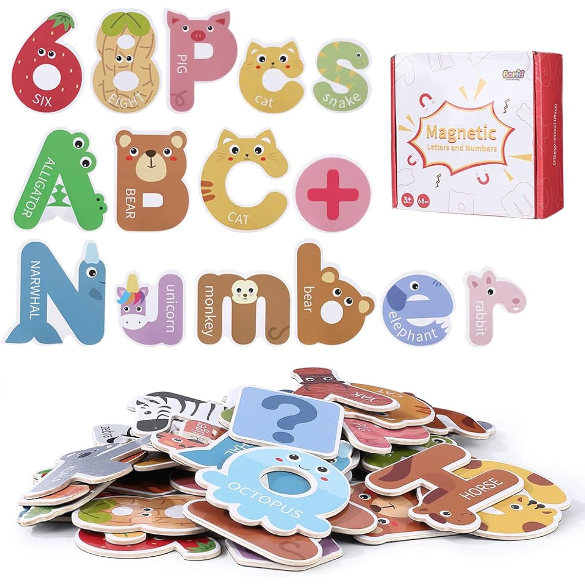 Magnetic Letters Large Alphabet Magnets 68pcs Magnetic Capital Letters & Numbers Fridge Magnets for Toddlers and Kids Preschool Learning Spelling Gifts