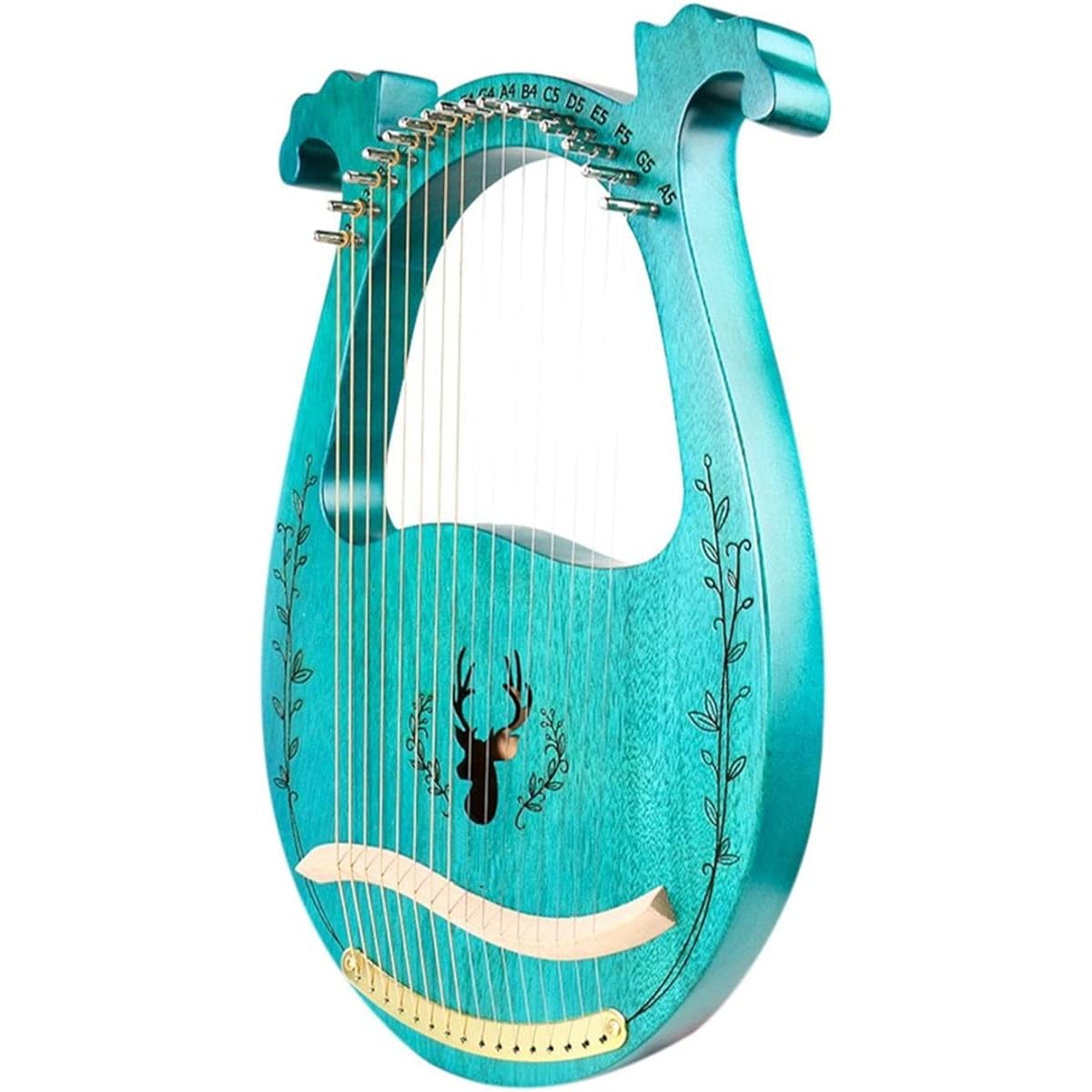 WowZza 16 String Lyre Harp Musical Instrument for Beginners with Tuning Tool, Spare String Lyre Harp for Beginners/Brown