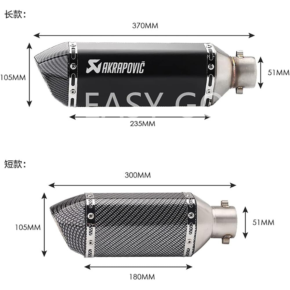 Slip-on Muffler Universal Bike Silencer 38mm Inlet 50.8mm (D, 370mm)