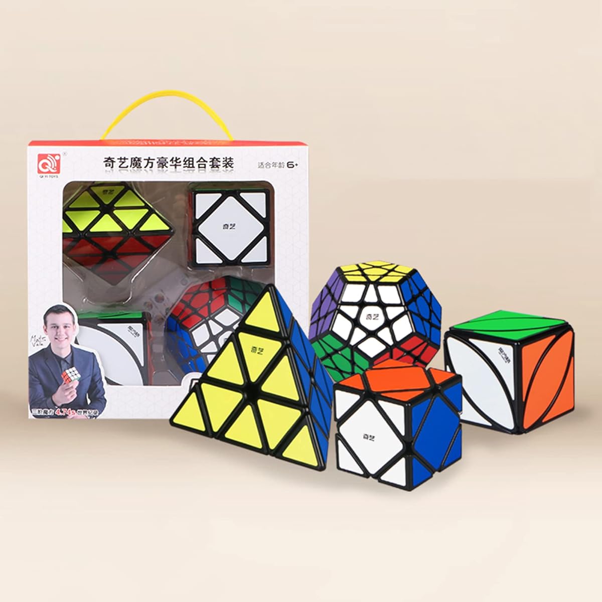 QYTOYS Speed Cube Set Magic Cube Gifts Pyramid Megaminx Skew Mirror Ivy Stickers Magic Cube Collection Puzzle Cube Toys Gifts for Kids and Adults Set of 4