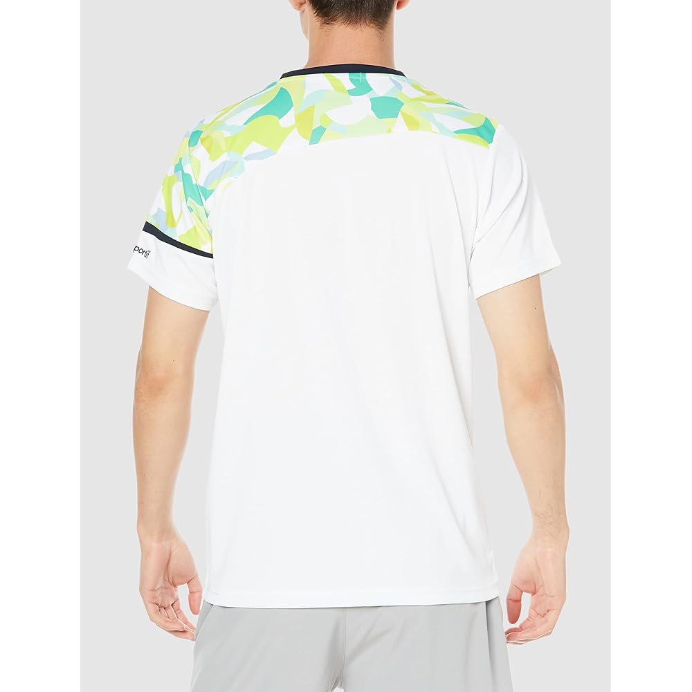 [Le Coq Sportif] Short Sleeve Game Shirt, All Over Pattern, Tennis Practice Match, JTA, Sweat Absorbent, Quick Drying, UV Protection (UPF50+), Thermal Cooling
