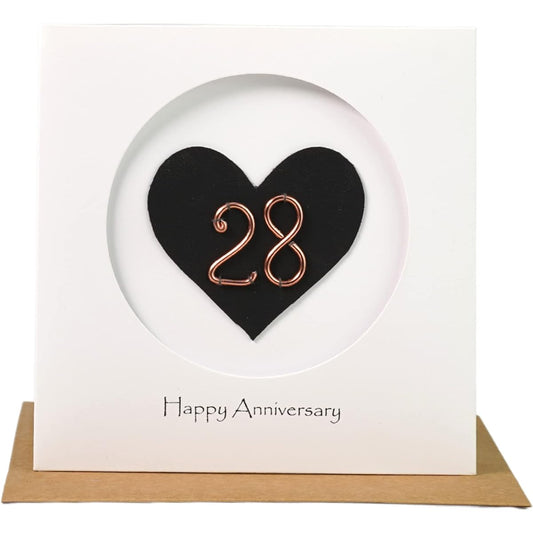 28th Wedding Anniversary Card for Her/Him, Handmade Anniversary Card for Wife, Husband and Wife, Couple (28 Years Old)