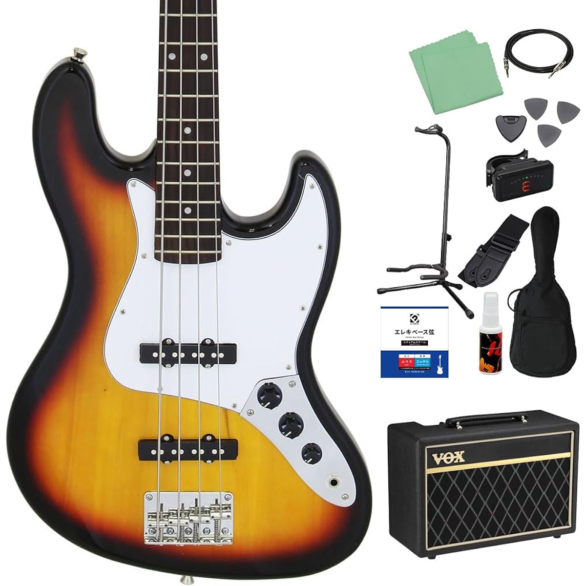 LEGEND LJB-Z 3 Tone Sunburst Bass Beginner 12-piece Set [With VOX Amplifier] Jazz Bass Type Legend