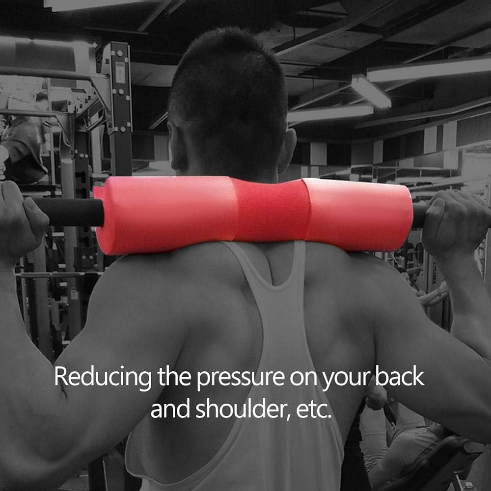 Barbell Pad Squat Shoulder Pad Neck & Shoulder Protection Pain Relief Lightweight Easy to Carry Muscle Training Weight Lifting Sponge Training Equipment Blue Red (Red)