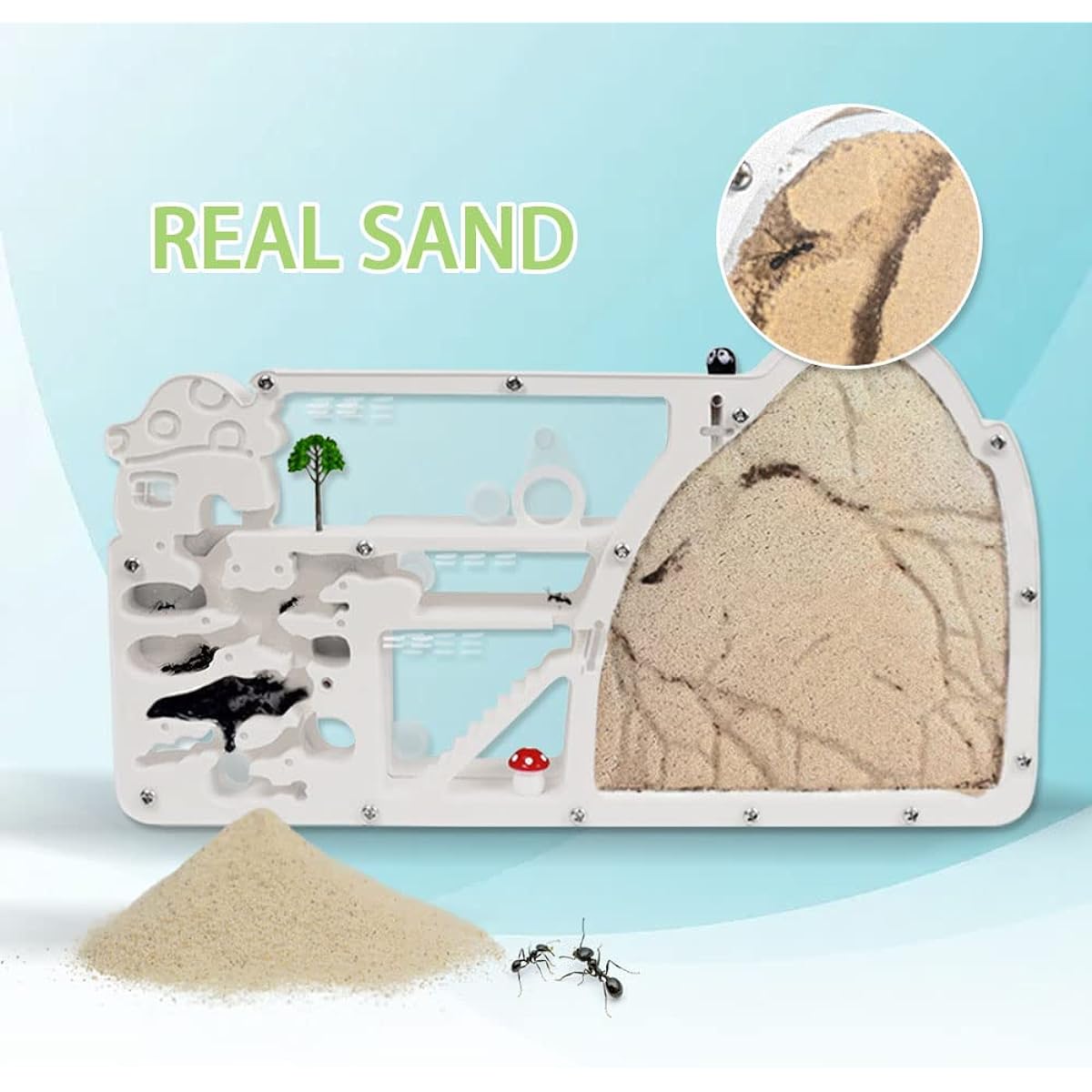ELNMLHT Ant Farm Castle, Yellow Sand Ant Farm and Tool Kit, Ant Colony Observation Kit, Ant Habitat Science Kit, Teaching & Learning Science Kit for Kids, Adults, Students