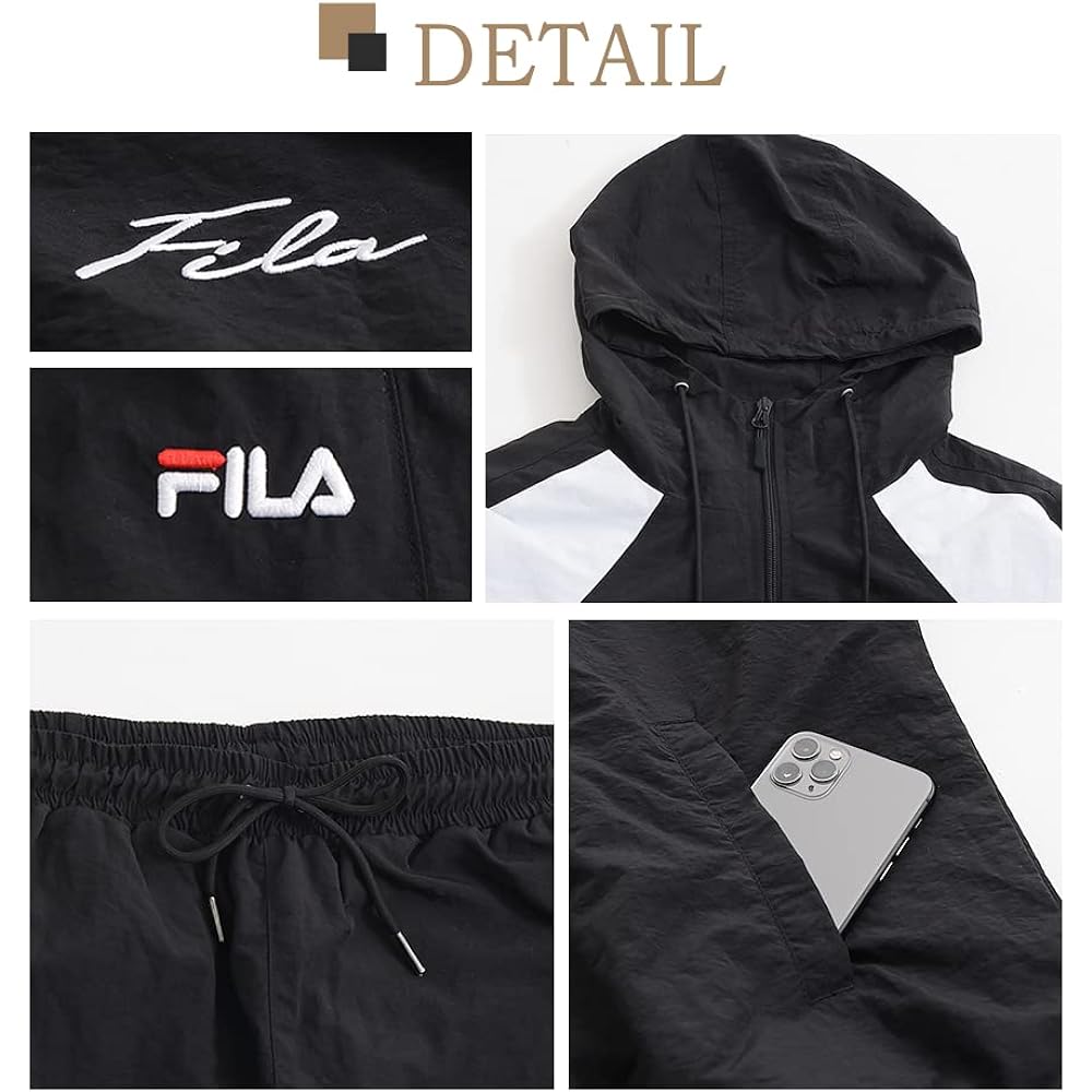 [Fila] Jersey Top and Bottom Set, Nylon Fitness Training Wear, Track Jacket, Running Wear, Color Switching, Big Silhouette, Long Sleeve, Shaka Shaka Jersey