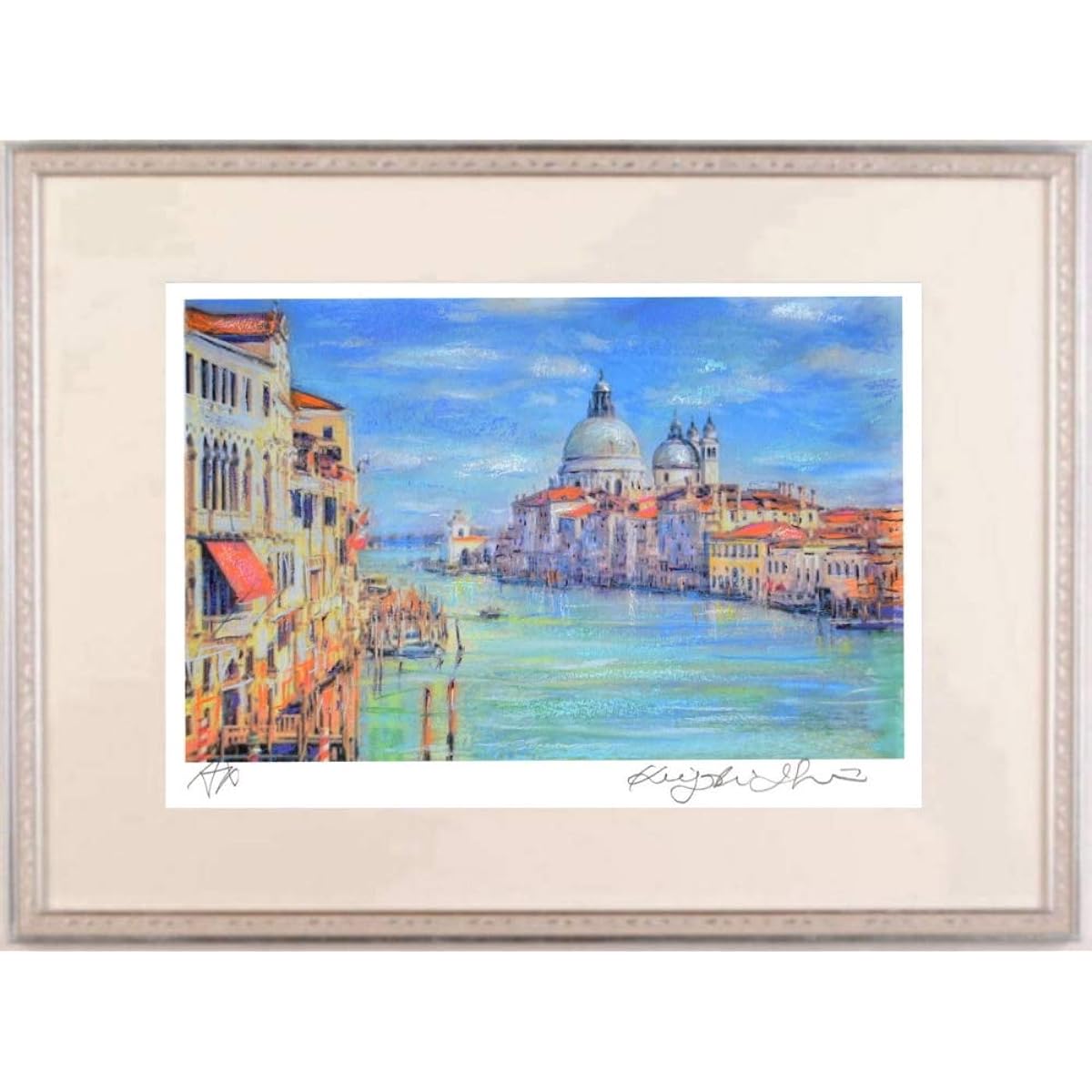 Kiyoshi Ishii "Santa Maria della Salute Church 3G" Venice Painting Landscape Italy Giclee Print Framed