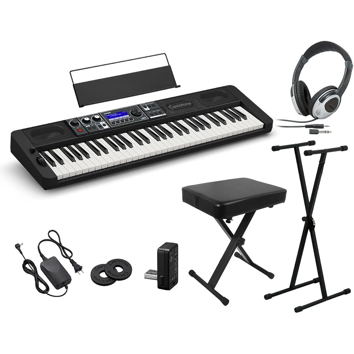 CASIO CT-S500 61-key keyboard with stand, chair and headphones set Casio