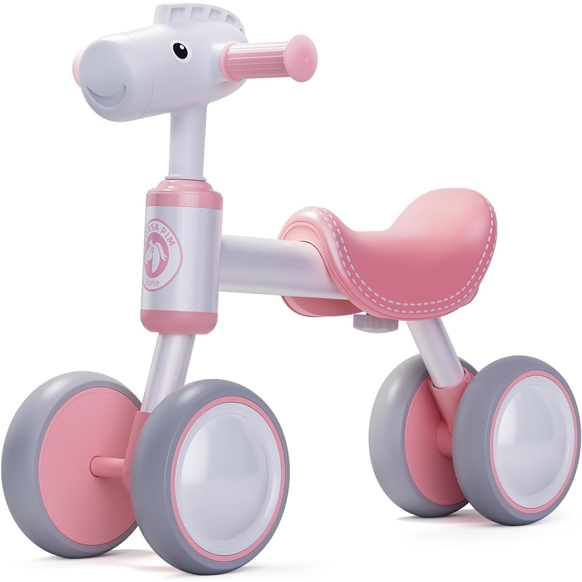 PerKidern Baby Balance Bike for 1-2 Year Old Girl Boy, Balance Bike for 12-24 Months Toddler Balance Bike Toys for 1 Year Old Girl 4 Wheels Baby Bike First Birthday Gifts