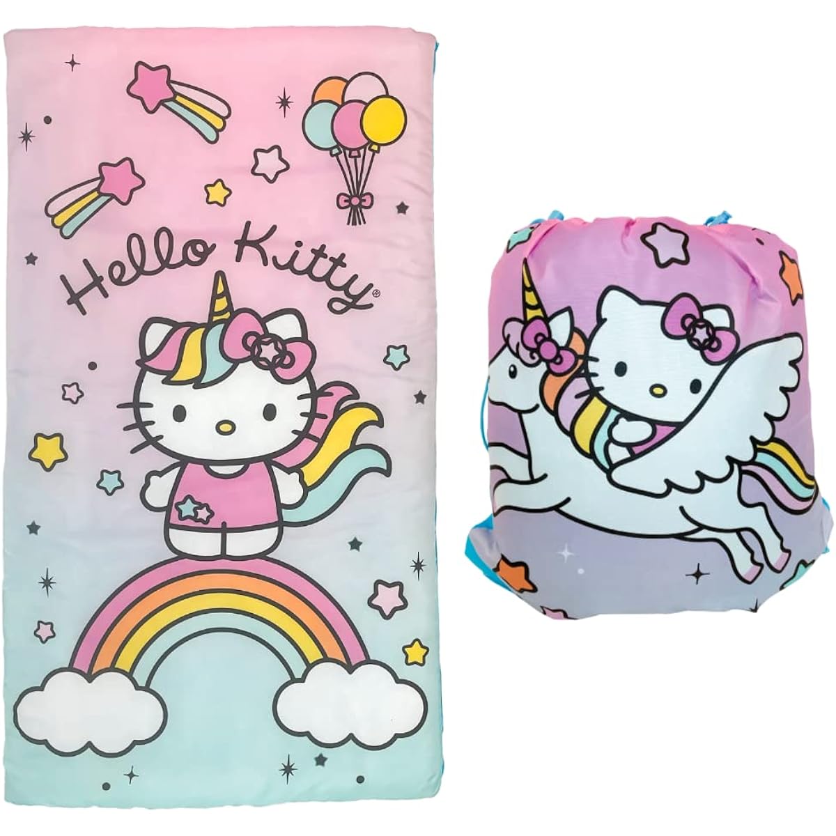 Franco Hello Kitty Kids Soft Lightweight 2 Piece Sleeping/Sleeping Bag and Sling Bag Set 46" L x 26" W (Official Sanrio Licensed Product)