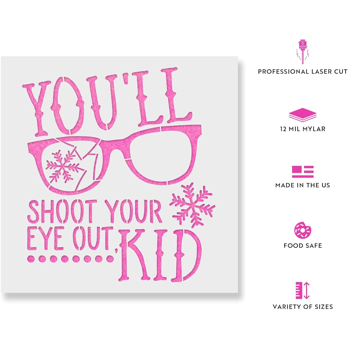 Shoot Your Eye Out Stencil Template - Reusable Stencils with Multiple Sizes Available 12"x12"