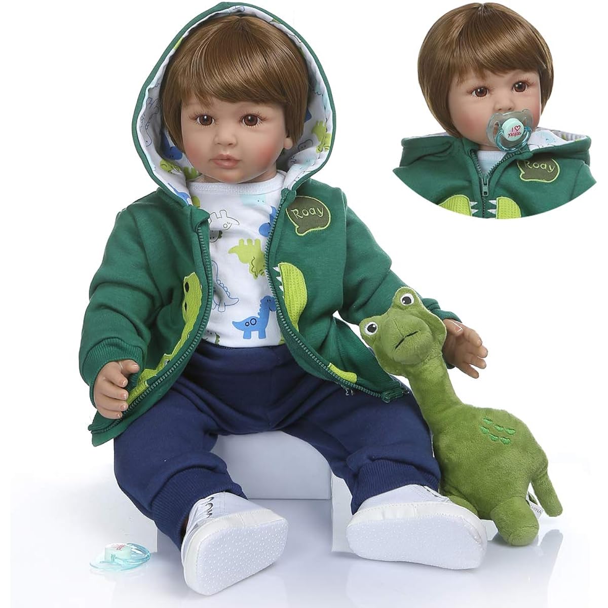 Pinky 24inch 61cm Real Life Reborn Doll Toddler Realistic Look Baby Doll Soft Silicone Baby Doll Toy (Boy)