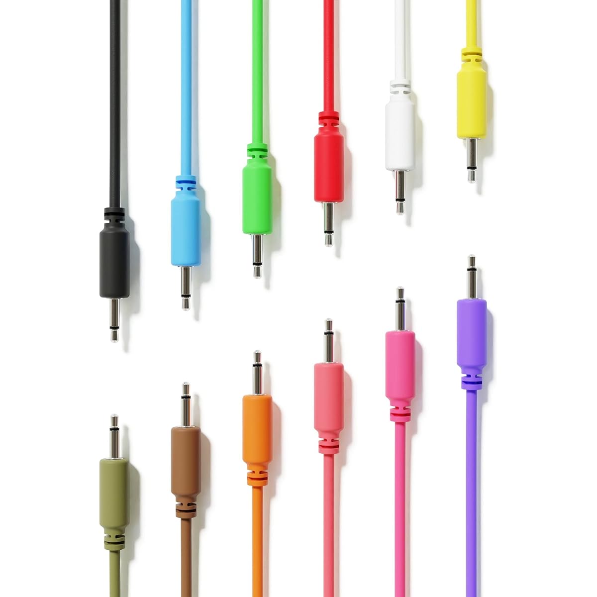 ExcelValley - Mono Modular Patch Cable TS 3.5mm 1/8" Eurorack Synthesizer [Pack of 12 | 30cm - 11.81"]