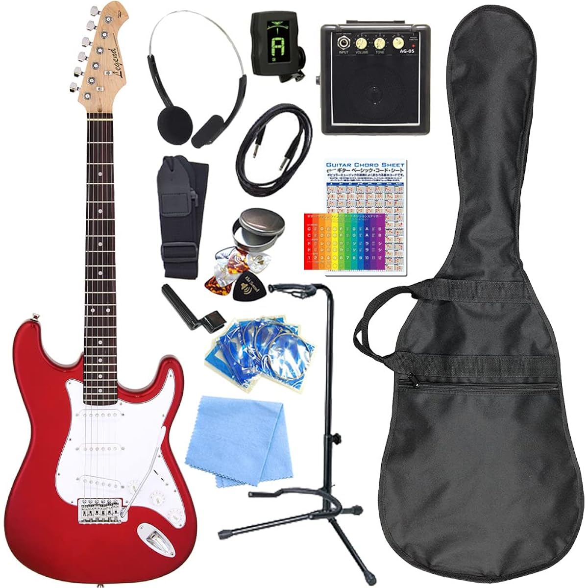 Electric guitar beginner set Stratocaster type mini amp 15-piece set Legend LST-Z CA [98765]
