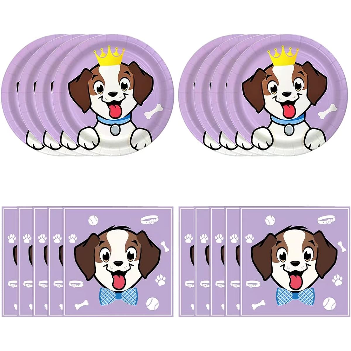 Purple Dog Party Supplies 40 Pieces Dog Party Decorations 20 Plates and 20 Napkins Dog Theme Birthday Party Supplies