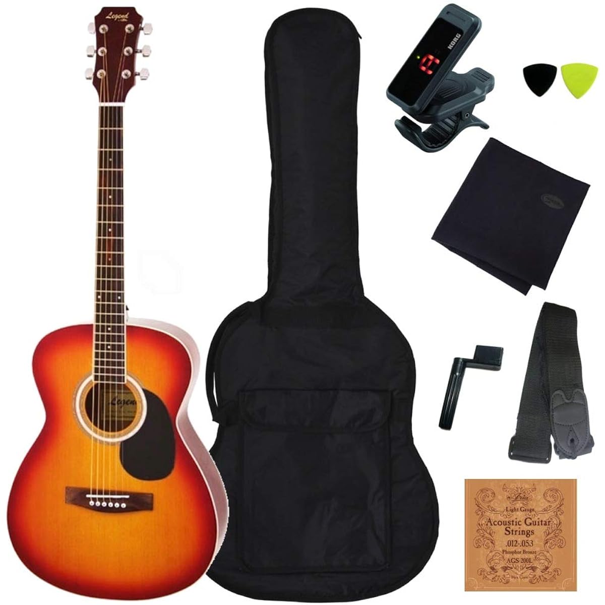 [Standard 8-piece acoustic guitar set] Legend FG-15 Legend by Aria ProII Folk guitar beginner introductory set