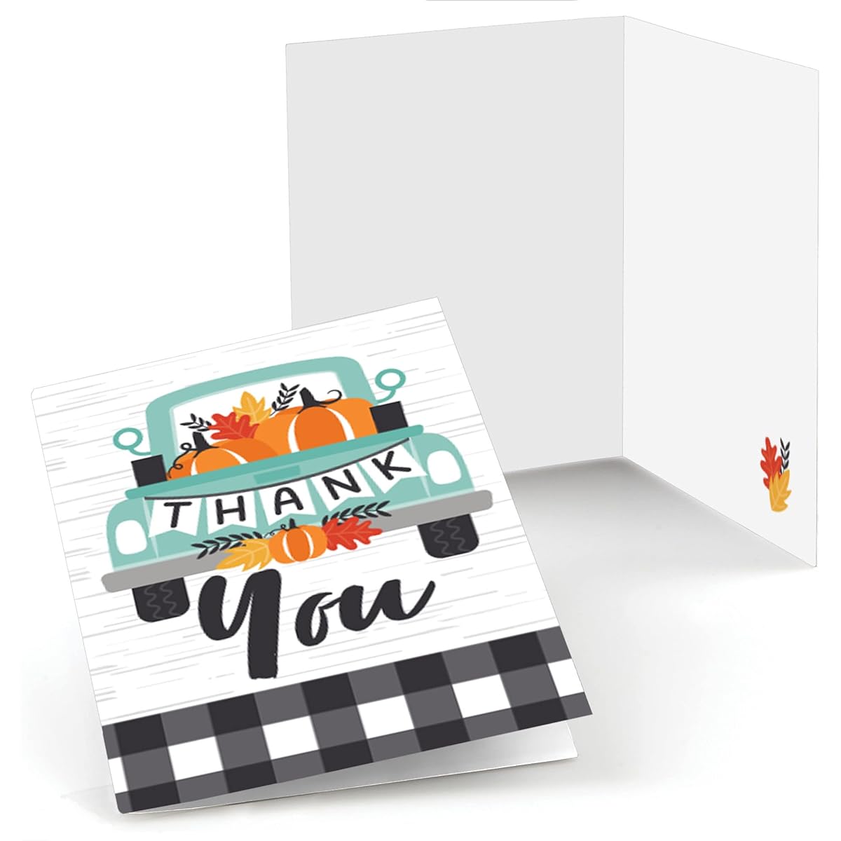 Big Dot of Happiness Happy Fall Truck - Harvest Pumpkin Party Thank You Cards (8 Cards)