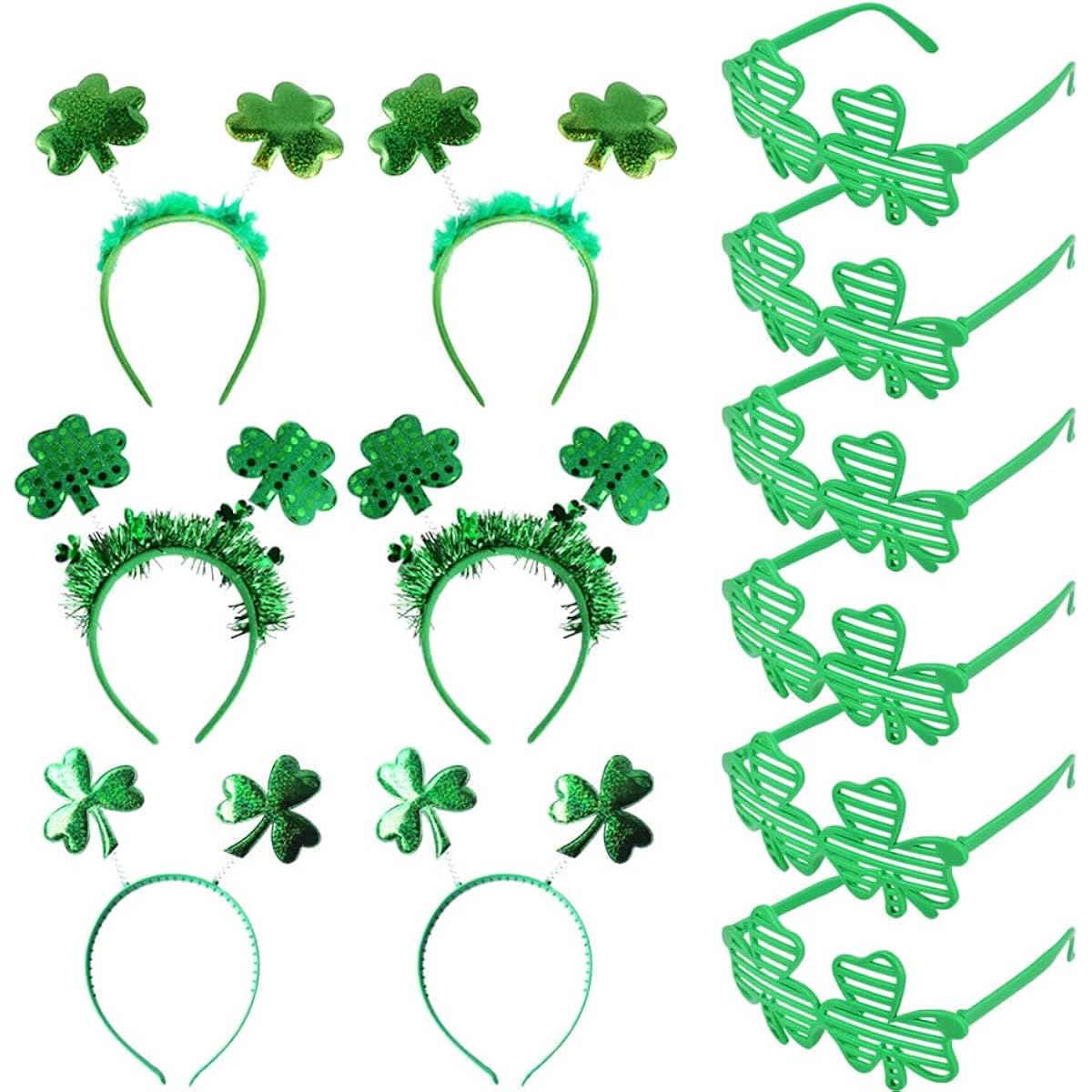 St. Patrick's Day Accessories Set, 12 Pieces, 6 Pieces St. Patrick Shamrock Headbands, St. Patrick's Day Party Favors, Decorations or Costume Accessories, Festival Events
