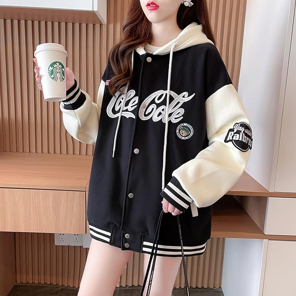[JIYUTOR] Women's Parka Hooded Long Sleeve Jacket Fleece Lined Parka With Buttons Casual Switch Baseball Clothes Thick Hooded Parka Autumn/Winter Cute