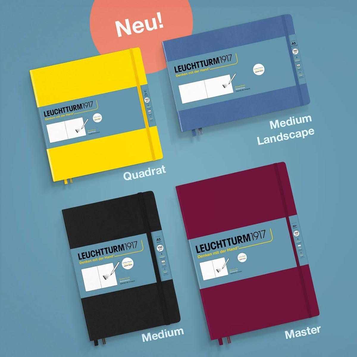 LEUCHTTURM1917 Master Sketchbook Lemon 112 Pages Plain 150g/m² Hardcover A4+ Drawing Book