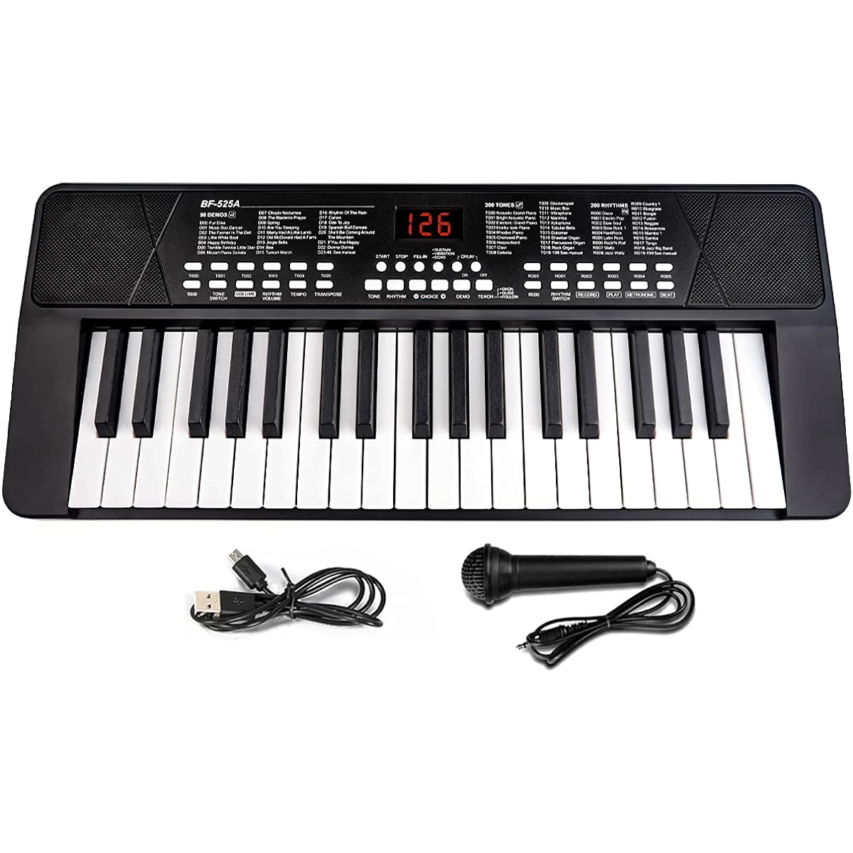 Piano Keyboard for Beginners 37 Keys Portable Electronic Keyboard Piano with Built-in Rechargeable Battery Kids Piano with Headphone Jack for Learning Instruments 3 4 5 6 7 Boys Girls Gift