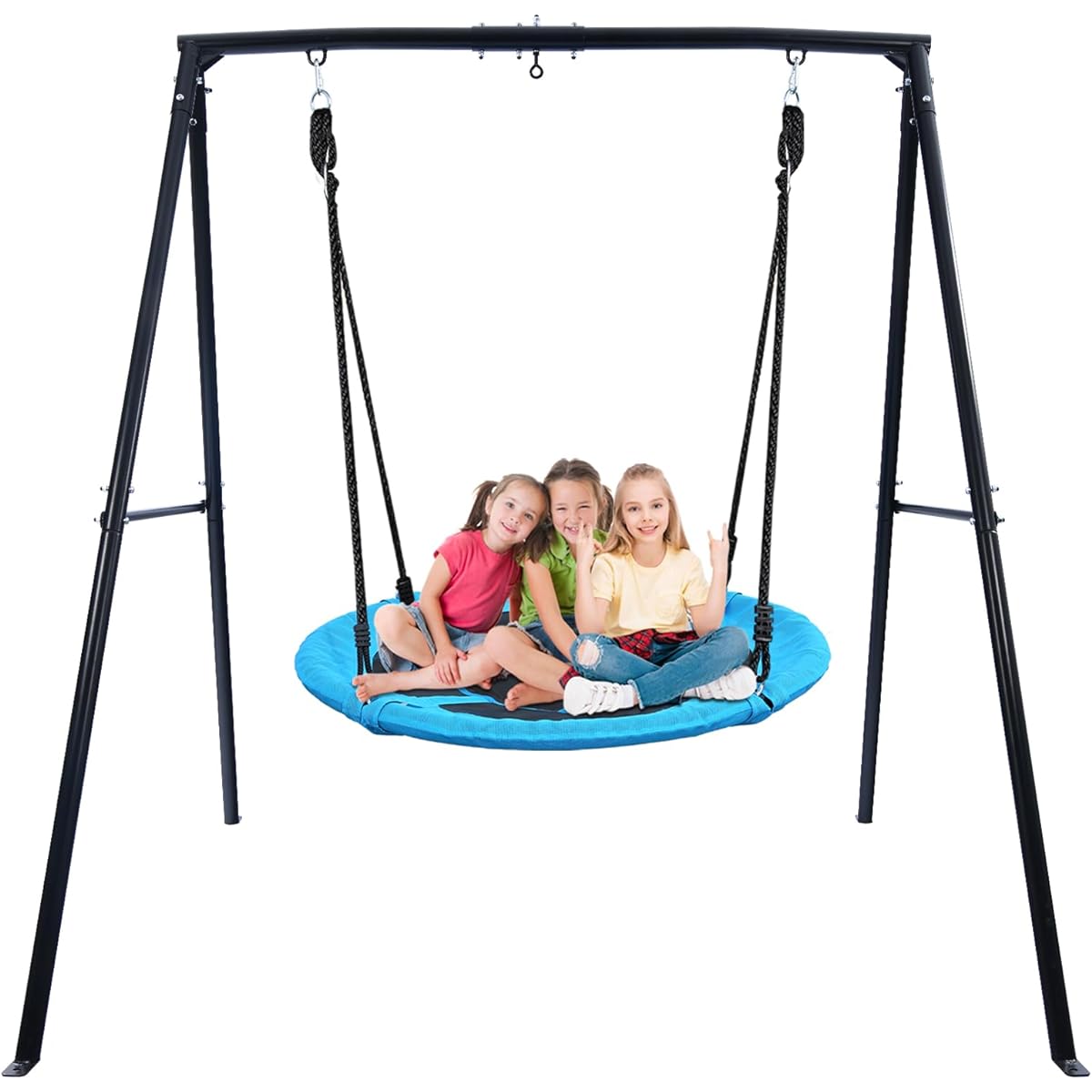 Trekassy 440lb Swing Set, 40" Flying Disc Tree Swing with Rotating Heavy Duty A-Frame Metal Swing Stand