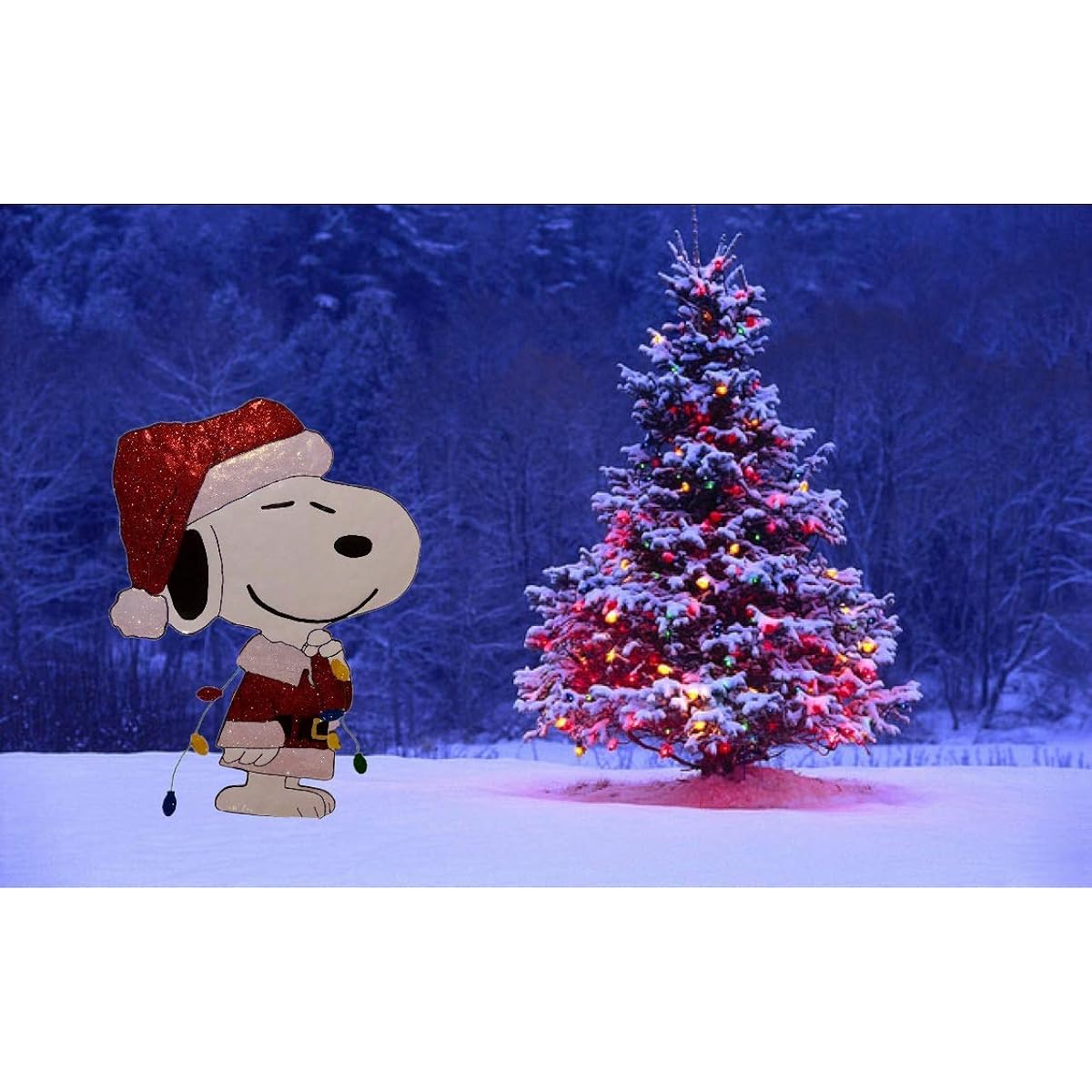 Snoopy in Santa Suit Hammered Metal Christmas Decoration 32"
