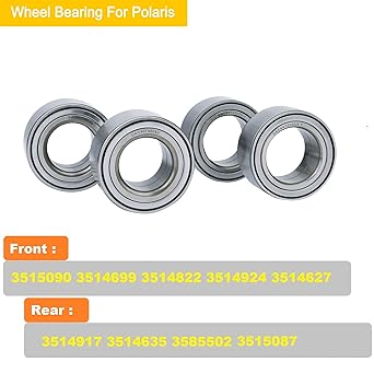 Front and Rear Wheel Hub Bearings for Polaris Ranger RZR 800/ RZR S 800 /RZR 4 800 2010-2015 # 3515090 (2 pcs) 3515087 (2 pcs) Replacement