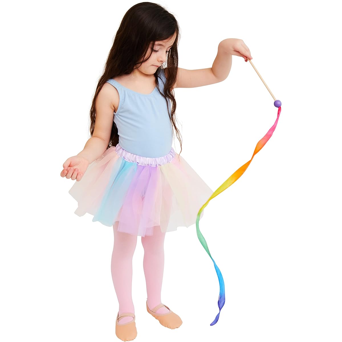 Sarah's Silks Mini Rainbow Streamers - Long Ribbon Wands for Kids, Pretend Play Dance Baton Sticks, Twirls, Gymnastics Party Favors | 100% Silk and Wood Montessori and Waldorf Toys (2)
