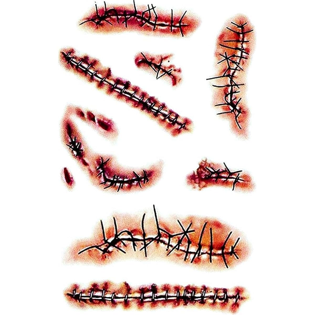 10 Sheets Halloween Temporary Tattoos Fake Blood Zombie Scar Tattoos for Halloween Party Party Supplies Paper Treat Bags