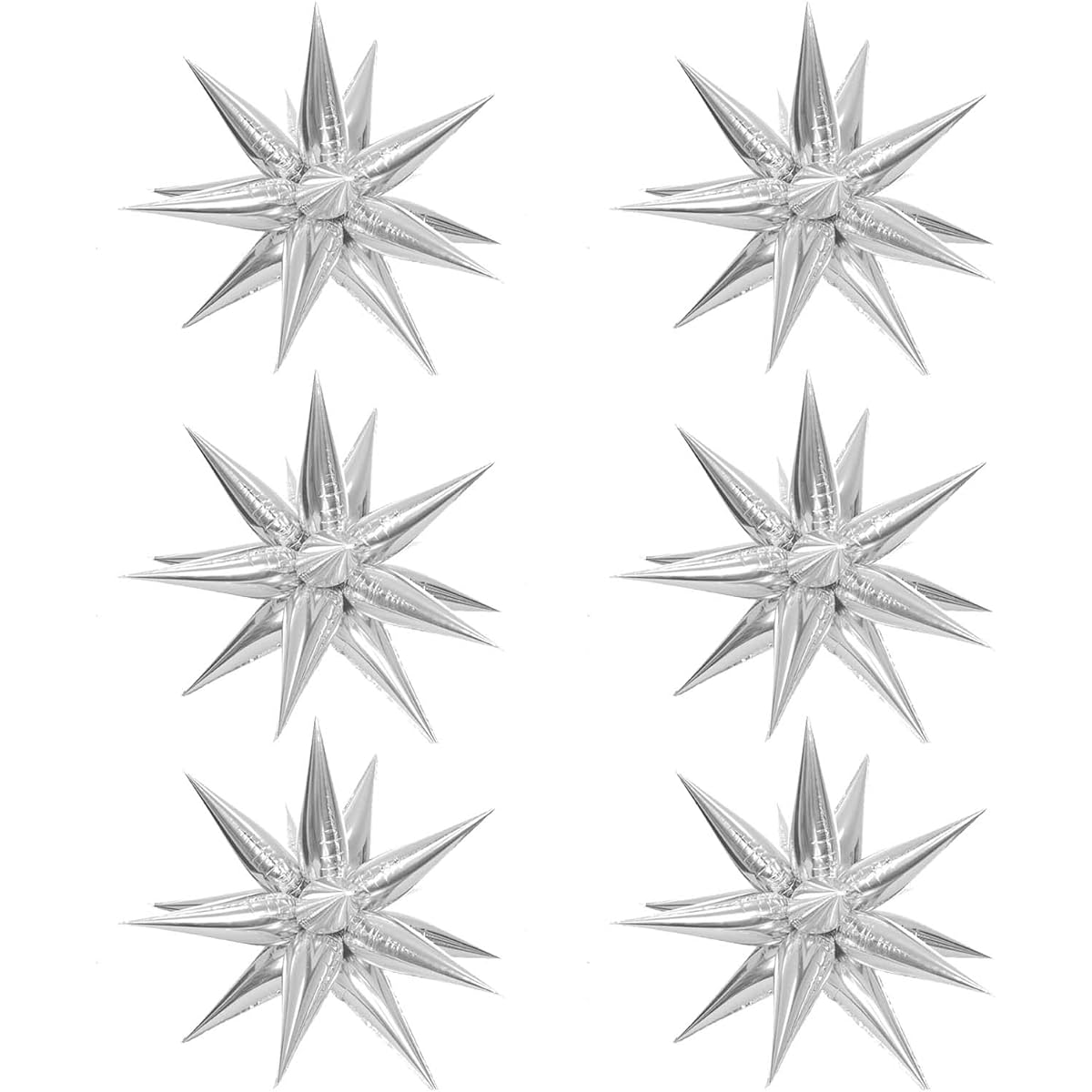 BIEUFBJI 6pcs No Installation Silver Cone Water Drop Exploding Star Foil Balloons 22 Inch Party Supplies Backdrop Birthday Party Opening Ceremony Wedding Decoration