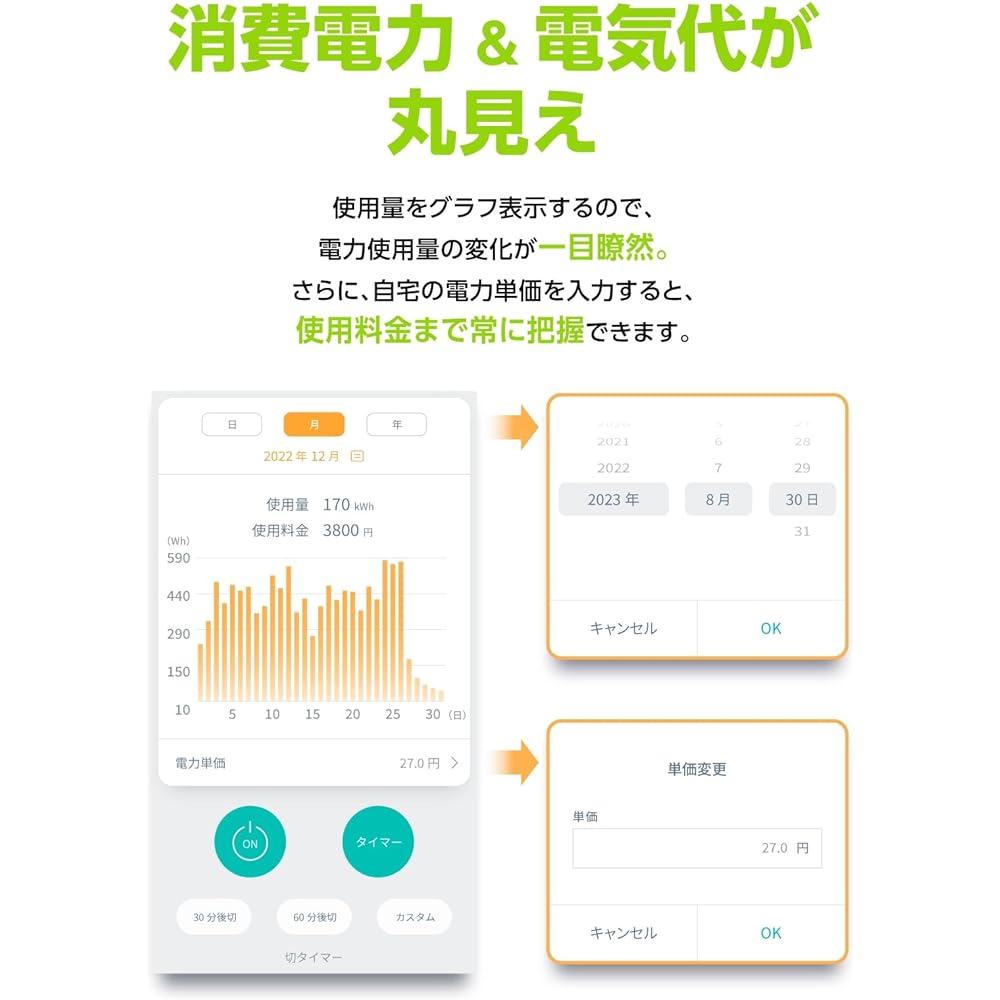 LinkJapan Energy Saving Smart Plug ePlug3 Full view of electricity bill and power consumption Smart outlet Power consumption monitor Plug with timer Outlet Power saving Energy saving Remote control Voice control Eco GPS linked [Compatible with Alexa, Goo